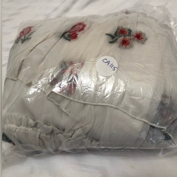 Zara White Ruffle Tiered Floral Embroidered Aztec Bloom Babydoll Dress Large - Picture 13 of 16